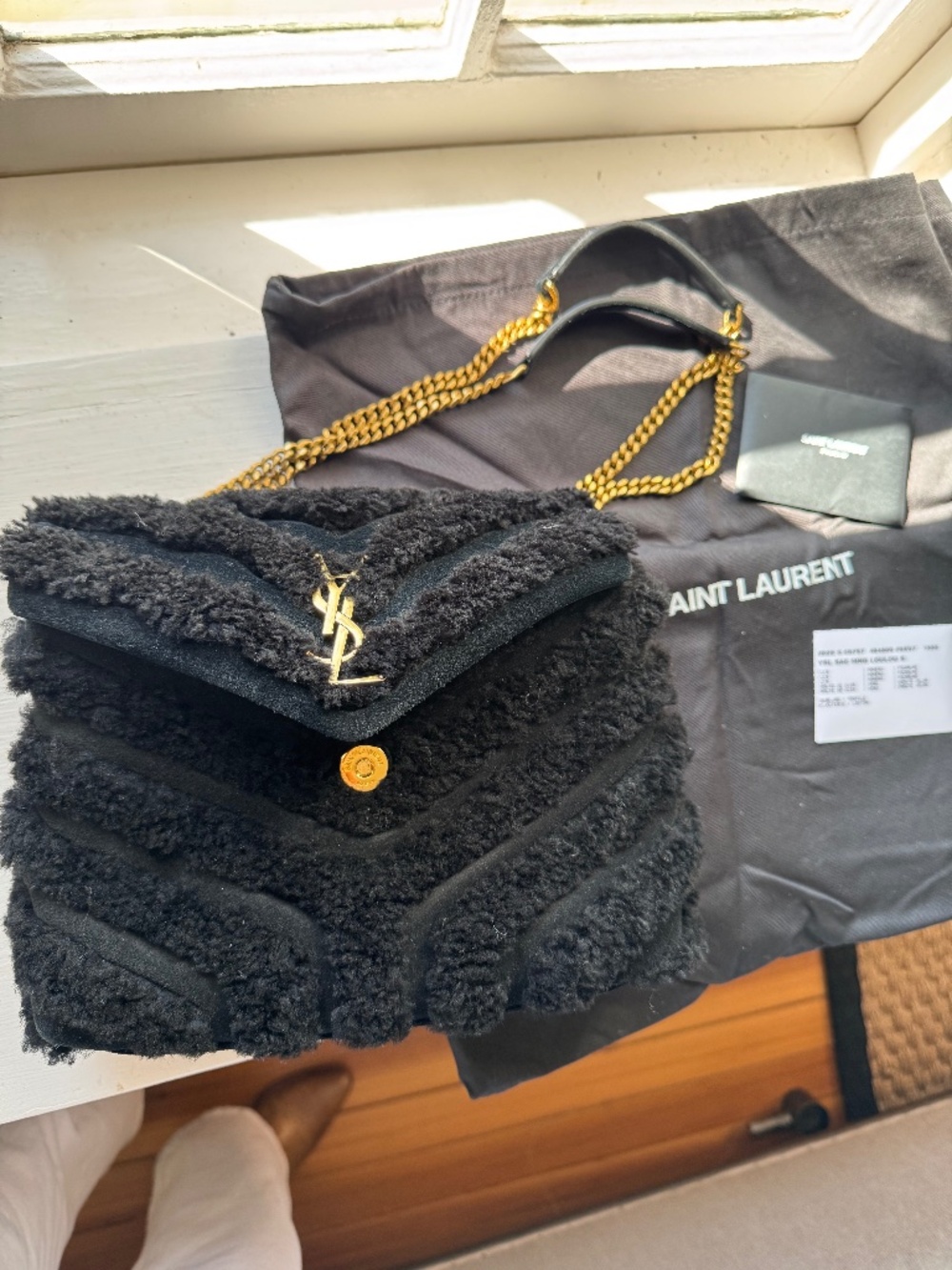 YSL Black Shearling LouLou bag